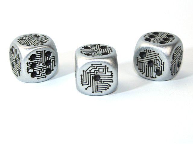 Chessex D6 Dice Aluminum Circuit Design d6 (Metal-Plated Over Plastic)