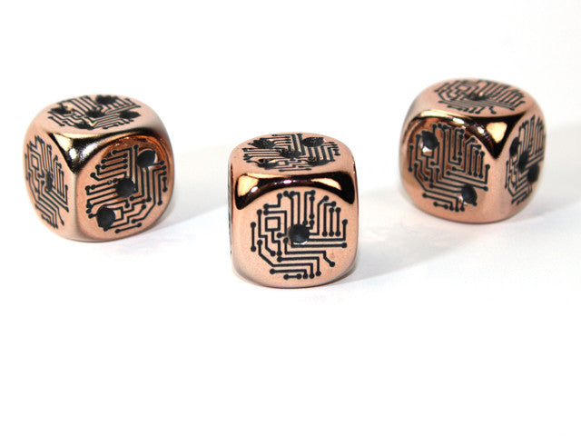 Chessex D6 Dice Copper Circuit Design d6 (Metal-Plated Over Plastic)