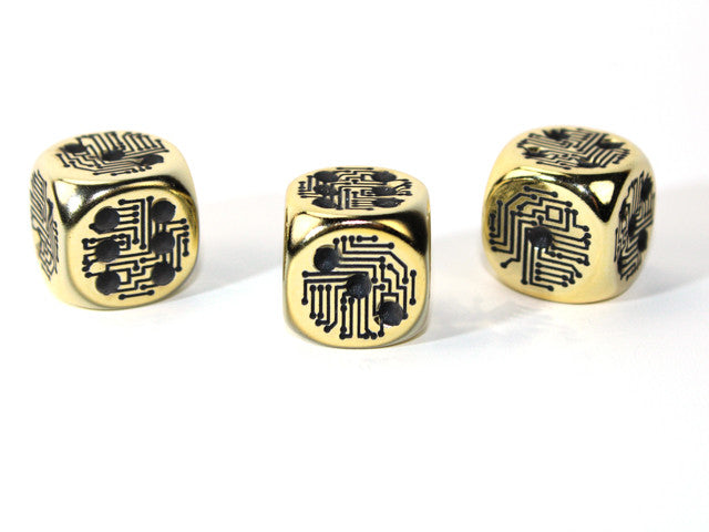 Chessex D6 Dice Gold Circuit Design d6 (Metal-Plated Over Plastic)
