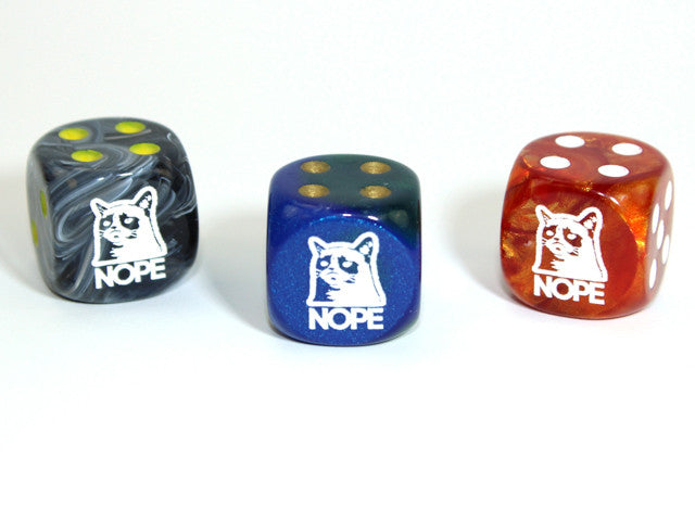 Chessex D6 Dice Nope (Grumpy cat) d6 (Custom engraved)