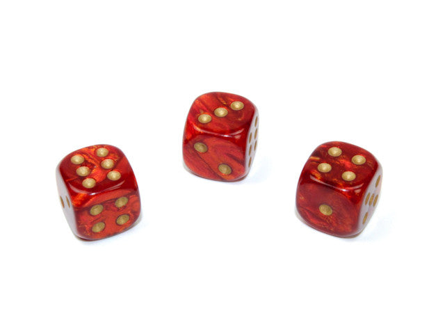 Chessex D6 Dice Scarab 12mm w/pips Scarlet/gold d6 