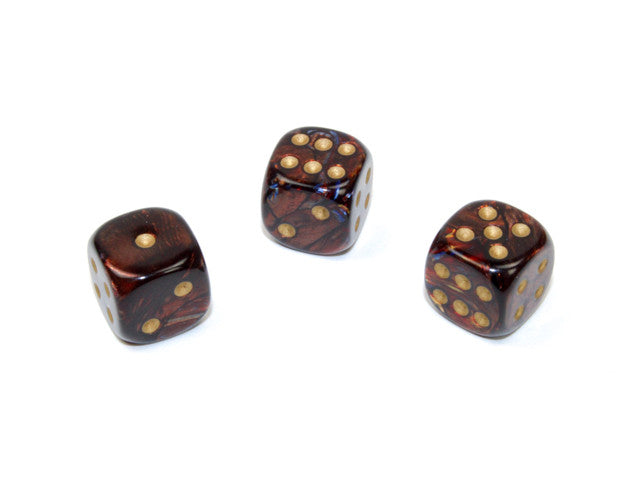 Chessex D6 Dice Scarab 12mm w/pips Blue Blood/gold d6