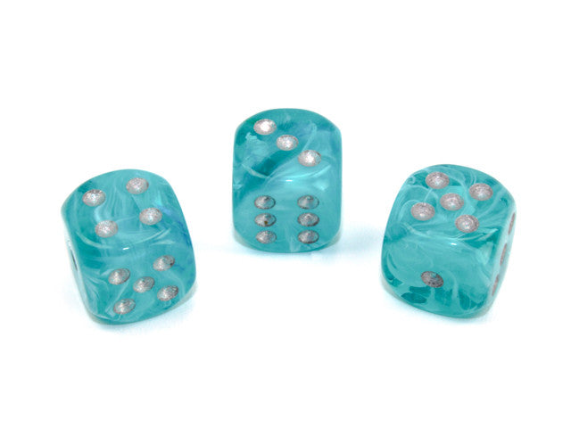 Chessex D6 Dice Cirrus 16mm w/pips Aqua/silver d6