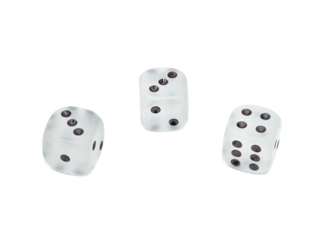 Chessex D6 Dice Frosted 12mm w/pips Clear/black d6