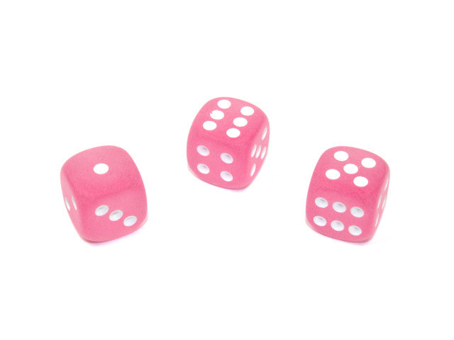 Chessex D6 Dice Frosted 12mm w/pips Pink/white d6