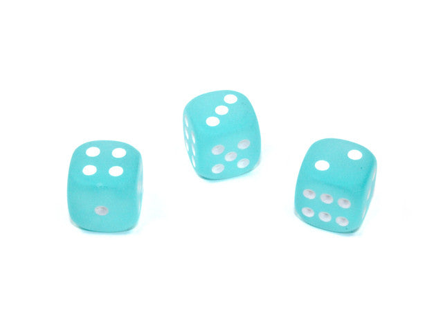 Chessex D6 Dice Frosted 12mm w/pips Teal/white d6