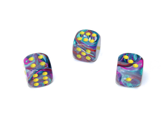 Chessex D6 Dice Festive 12mm w/pips Mosaic /yellow d6 