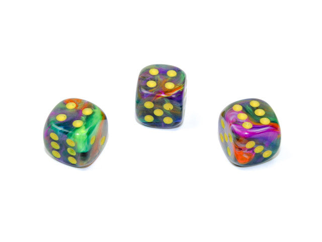 Chessex D6 Dice Festive 12mm w/pips Rio/yellow d6