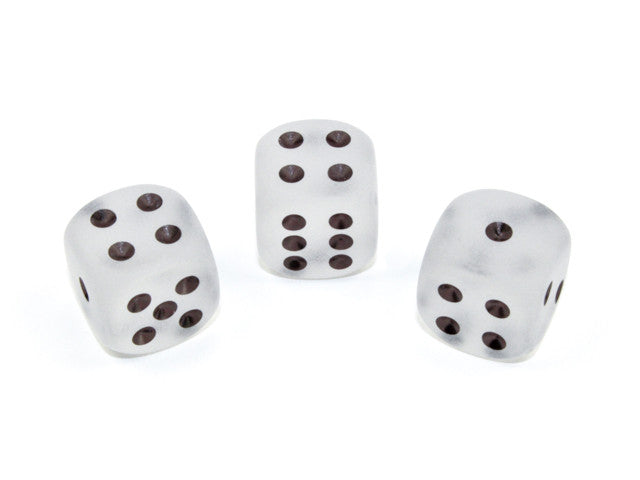 Chessex D6 Dice Frosted 16mm w/pips Clear/black d6