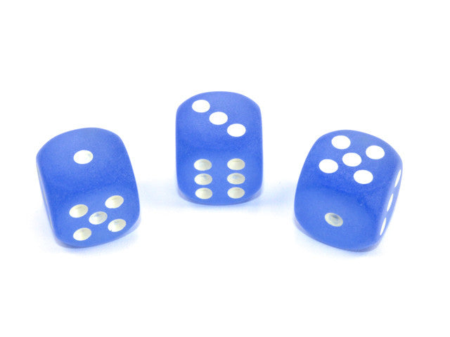 Chessex D6 Dice Frosted 16mm w/pips Blue/white d6