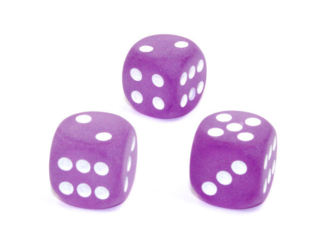 Chessex D6 Dice Frosted 16mm w/pips Purple/white d6