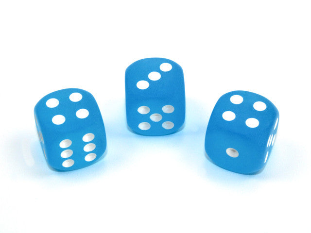 Chessex D6 Dice Frosted 16mm w/pips Caribbean Blue/white d6