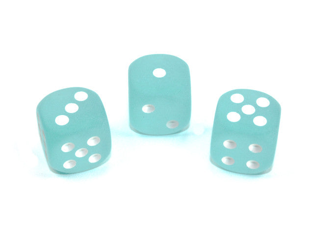 Chessex D6 Dice Frosted 16mm w/pips Teal/white d6
