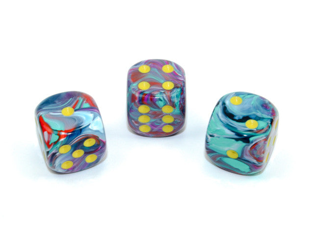 Chessex D6 Dice Festive 16mm w/pips Mosaic/yellow d6 