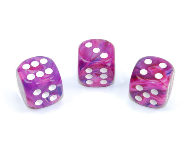 Chessex D6 Dice Festive 16mm w/pips Violet/white d6