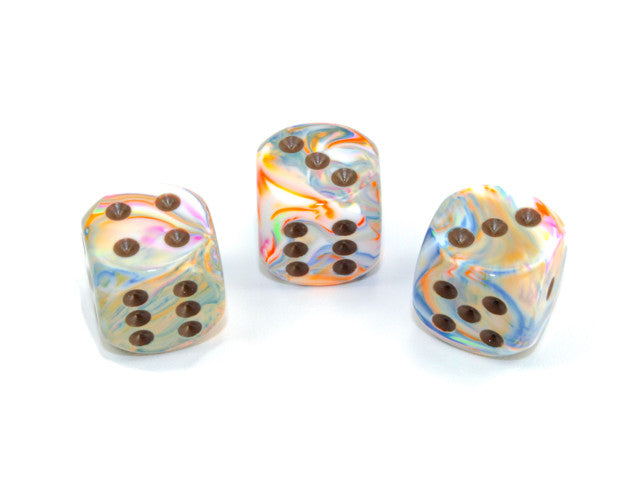Chessex D6 Dice Festive 16mm w/pips Vibrant/brown d6