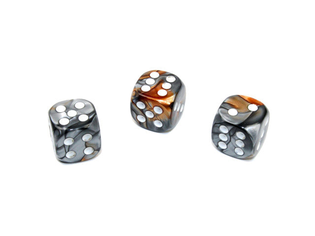 Chessex D6 Dice Gemini 12mm w/pips Copper-Steel/white d6