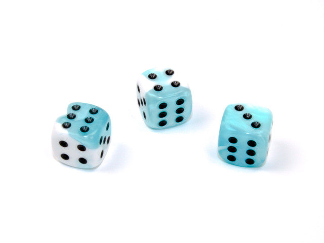 Chessex D6 Dice Gemini 12mm w/pips Teal-White/black d6