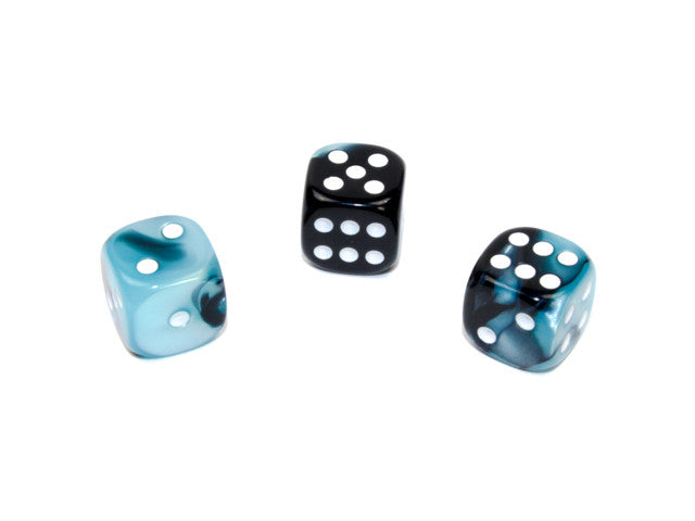 Chessex D6 Dice Gemini 12mm w/pips Black-Shell/white d6