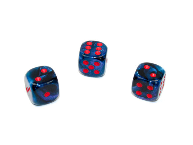 Chessex D6 Dice Gemini 12mm w/pips Black-Starlight/red d6