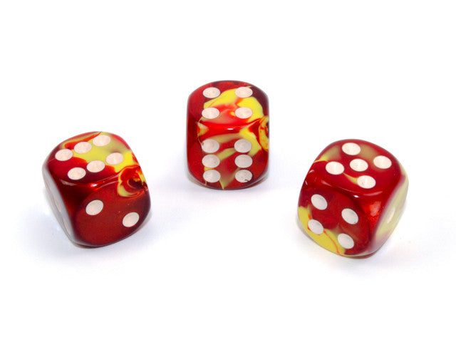 Chessex D6 Dice Gemini 16mm w/pips Red-Yellow/white d6