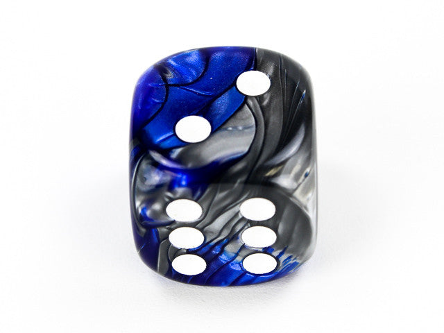 Chessex D6 Dice Gemini 20mm w/pips Blue-Steel/white d6