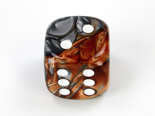 Chessex D6 Dice Gemini 20mm w/pips Copper-Steel/white d6