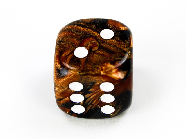 Chessex D6 Dice Gemini 20mm w/pips Black-Copper/white d6