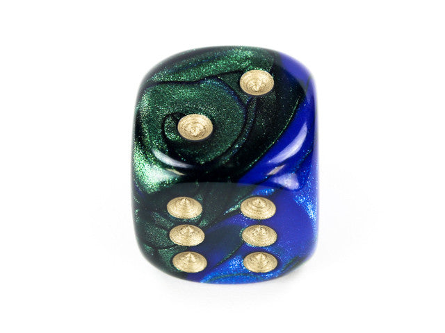 Chessex D6 Dice Gemini 20mm w/pips Blue-Green/gold d6