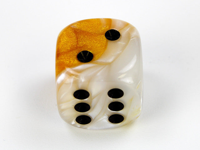 Chessex D6 Dice Gemini 20mm w/pips Gold-White/black d6
