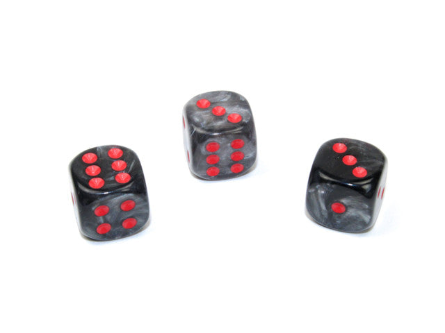 Chessex D6 Dice Velvet 12mm w/pips Black/red d6