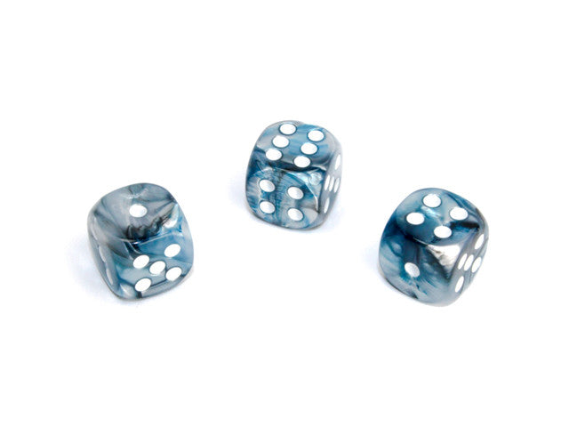 Chessex D6 Dice Lustrous 12mm w/pips Slate/white d6 