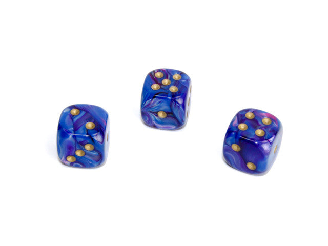Chessex D6 Dice Lustrous 12mm w/pips Purple/gold d6