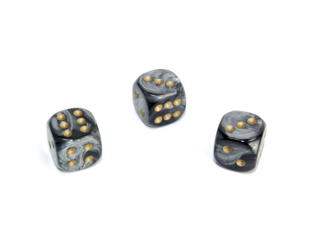 Chessex D6 Dice Lustrous 12mm w/pips Black/gold d6
