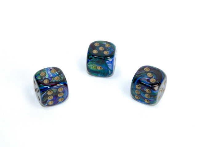 Chessex D6 Dice Lustrous 12mm w/pips Shadow/gold d6