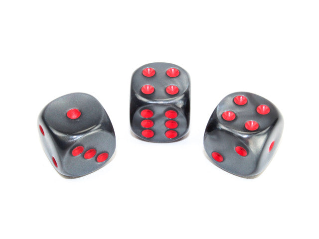 Chessex D6 Dice Velvet 16mm w/pips Black/red d6
