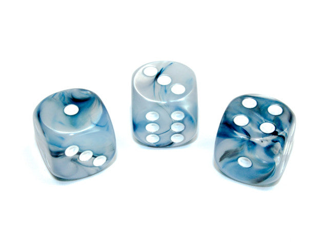 Chessex D6 Dice Lustrous 16mm w/pips Slate/white d6