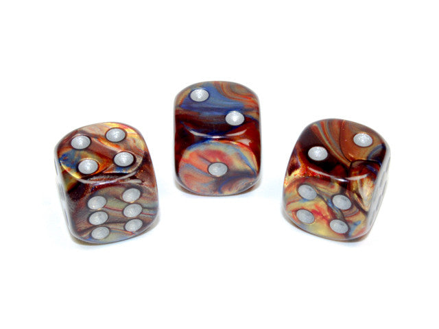 Chessex D6 Dice Lustrous 16mm w/pips Gold/silver d6