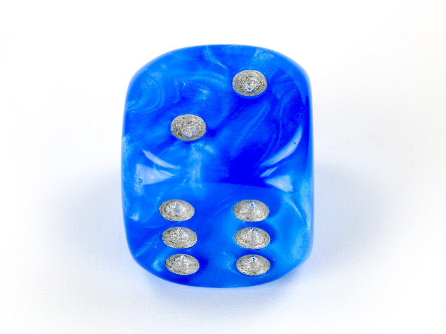 Chessex D6 Dice Velvet 20mm w/pips Bright Blue/silver d6 