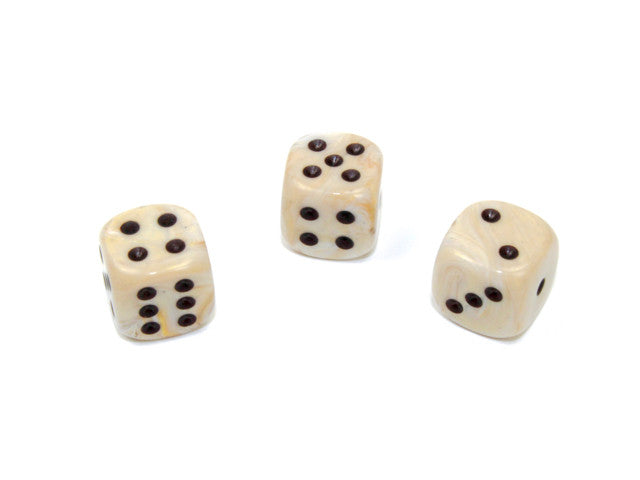 Chessex D6 Dice Marble 12mm w/pips Ivory/black d6 