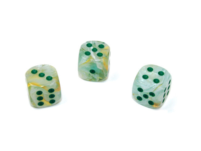Chessex D6 Dice Marble 12mm w/pips Green/dark green d6