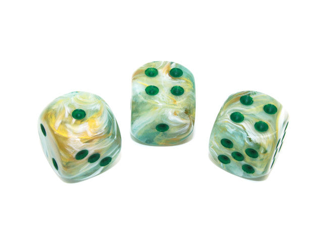 Chessex D6 Dice Marble 16mm w/pips Green/dark green d6