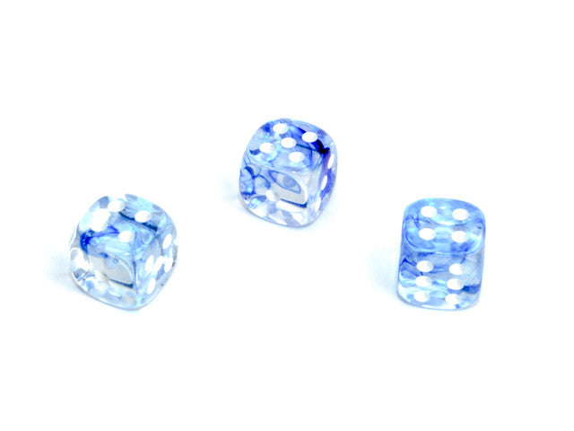 Chessex D6 Dice Nebula 12mm w/pips Dk Blue/white d6