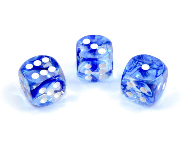 Chessex D6 Dice Nebula 16mm w/pips Dk. Blue/white d6