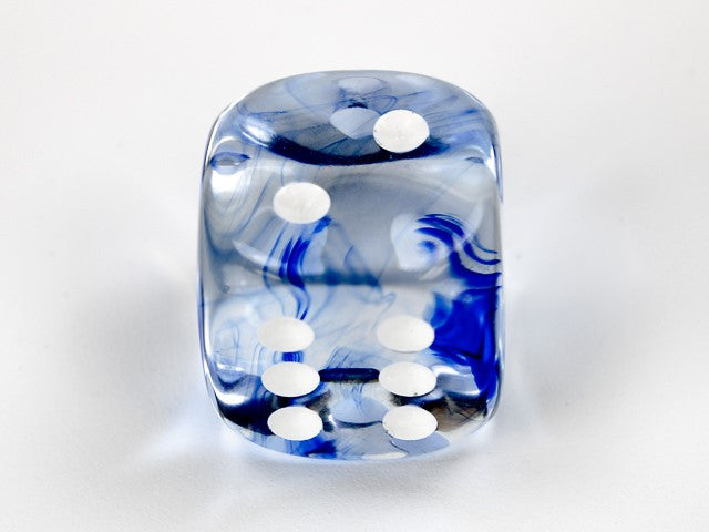 Chessex D6 Dice Nebula 20mm w/pips Dark Blue/white d6