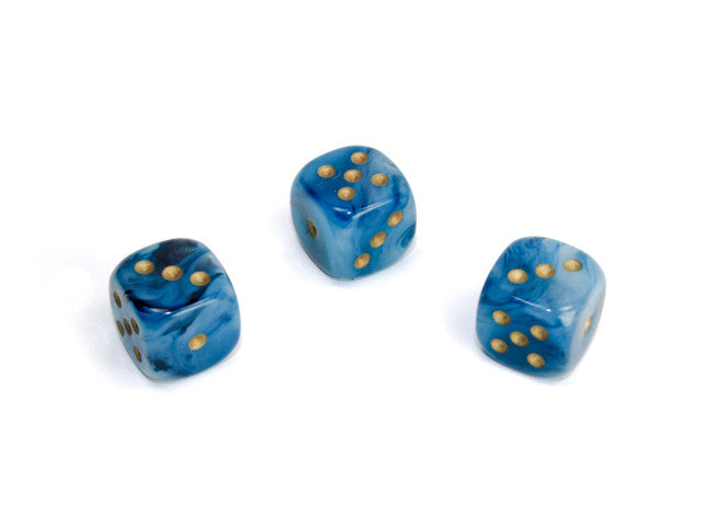 Chessex D6 Dice Phantom 12mm w/pips Teal/gold d6
