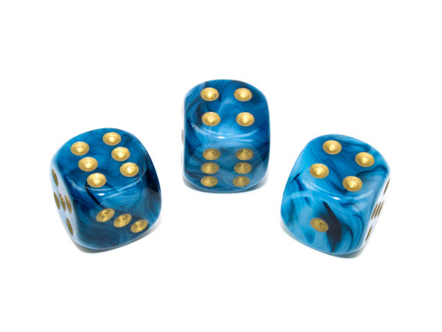 Chessex D6 Dice Phantom 16mm w/pips Teal/gold d6
