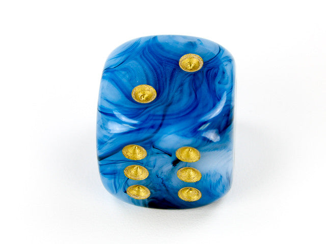 Chessex D6 Dice Phantom 20mm w/pips Teal/gold d6
