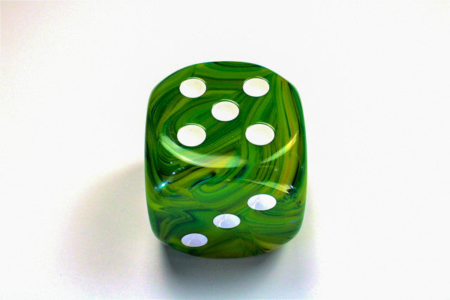 Chessex D6 DicePhantom 50mm w/pips Green/white d6