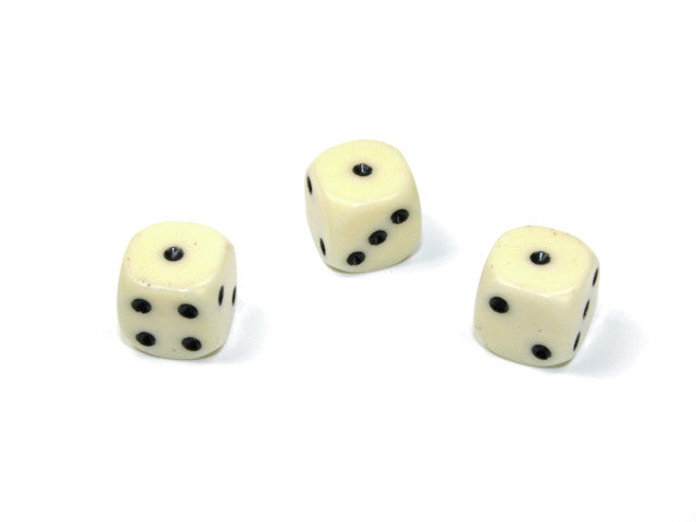 Chessex D6 Dice Opaque 12mm w/pips Ivory/black d6